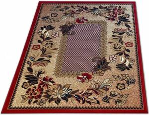 Piros-barna szőnyeg virágokkal, darabos Szélesség: 60 cm | Hossz: 100 cm
