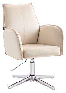 HR280CROSS Krémszínű Modern Velúr Szék Krómozott lábbal
