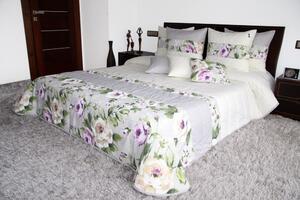 Szürke krémszínű ágytakaró rózsákkal Szélesség: 260 cm | Hossz: 240 cm