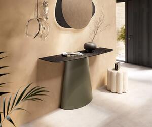 DELIFE Konzolasztal Edge hajóformájú 140x40 cm Laminam® kerámia Noir Desir barna Conos fém titán effekt finish