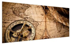 Egy régi térkép és kompasz (120x50 cm)