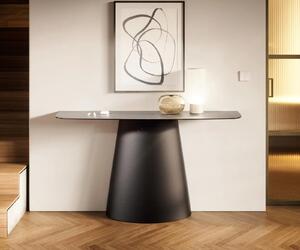 DELIFE Konzolasztal Edge hajóformájú 140x40 cm kerámia beton szürke Conos fém fekete