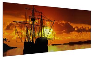 Hajó képe naplementekor (120x50 cm)