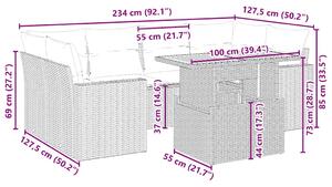 VidaXL 7 részes bézs polyrattan kerti ülőgarnitúra párnákkal