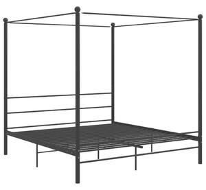 VIDAXL Fekete Fém Baldachinos Ágykeret - 180x200 cm