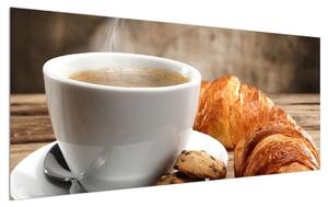 Csésze kávé és croissant képe (120x50 cm)