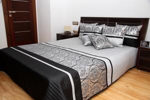 Luxus ágytakaró fekete-ezüstszürke színben Szélesség: 260 cm | Hossz: 240 cm
