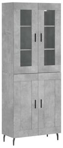 Betonszürke szerelt fa magasszekrény 69,5 x 34 x 180 cm