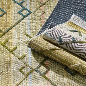Eredeti zöld szőnyeg etno stílusban színes mintával Szélesség: 80 cm | Hossz: 150 cm