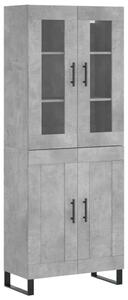 Betonszürke szerelt fa magasszekrény 69,5 x 34 x 180 cm