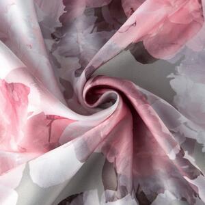 Fekete-rózsaszín függöny fogón, virágmotívummal Hossz: 250 cm