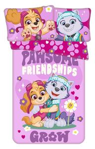 Rózsaszín pamut gyerek ágyneműhuzat babaágyhoz 100x135 cm Paw Patrol "Pawsome friendships grow" – Jerry Fabrics