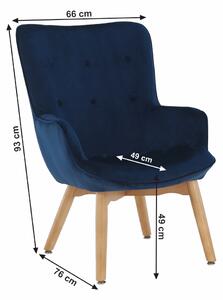 KONDELA Dizájnos fotel, kék Velvet anyag, FODIL