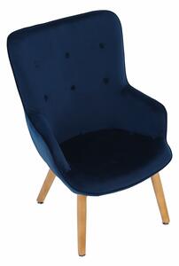 KONDELA Dizájnos fotel, kék Velvet anyag, FODIL