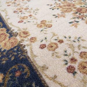 Minőségi krémszínű-kék szőnyeg virágmotívummal Szélesség: 120 cm | Hossz: 170 cm