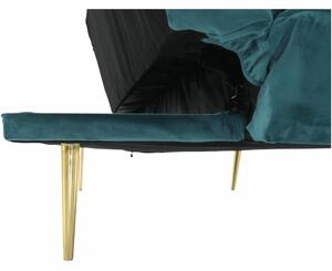 Széthúzhatós kanapé, petróleum Velvet anyag/gold króm-arany, RODANA