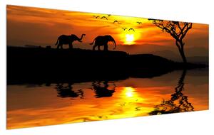 Afrikai tájkép és elefánt képe (120x50 cm)