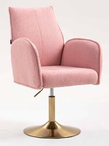 HR280N Púder Rózsaszín modern boucle szék arany lábbal