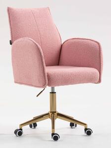 HR280K Púder Rózsaszín modern boucle szék arany lábbal