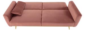 Széthúzhatós kanapé, rózsaszín Velvet anyag/gold króm-arany, HORSTA