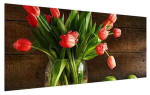 Piros tulipánok a vázában (120x50 cm)