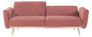 Széthúzhatós kanapé, rózsaszín Velvet anyag/gold króm-arany, HORSTA