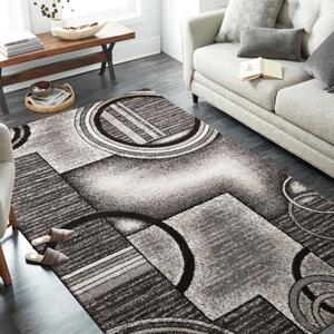 Modern szürke-barna szőnyeg absztrakt körökkel Szélesség: 80 cm | Hossz: 150 cm