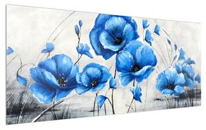 Kék pipacsok képe (120x50 cm)