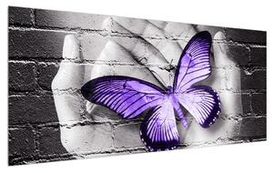 Pillangó a tenyérben modern kép (120x50 cm)