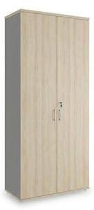 SimpleOffice magas szekrény 80 x 40 x 180 cm, világos tölgy / szürke