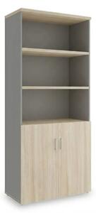 SimpleOffice magas szekrény 80 x 40 x 180 cm, világos tölgy / szürke
