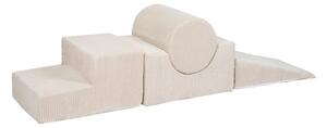 Krémszínű kordbársony habszivacs játszótér 4 db-os magasság 30 cm 45x170 cm Montessori – Meowbaby