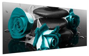 Kék rózsák képe (120x50 cm)