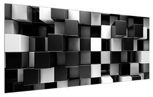 Absztrakt fekete-fehér kép-kockák (120x50 cm)