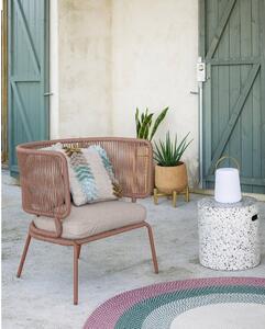 Nadin terrakotta színű acélszerkezetű kerti fotel - Kave Home