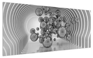 Absztrakt fekete-fehér kép-buborékok (120x50 cm)