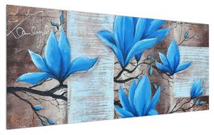 Kék virágok képe (120x50 cm)
