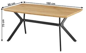 KONDELA Étkezőasztal, tölgy/fekete, 160x90 cm, MEDITER
