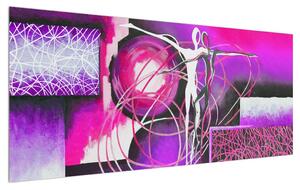 Táncosok - absztrakt lila kép (120x50 cm)