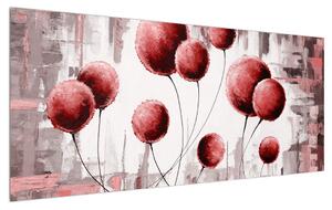 Absztrakt kép - piros léggömbök (120x50 cm)