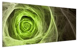 Absztrakt kép zöld rózsa (120x50 cm)