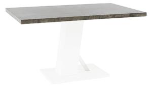 Étkezőasztal, beton/fehér matt, 138x90 cm, BOLAST