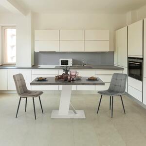KONDELA Étkezőasztal, beton/fehér matt, 138x90 cm, BOLAST