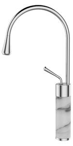 Invena Gabro, magas mosogató csaptelep, fehér-króm, INV-BU-33-W02-V