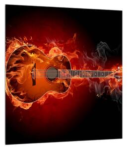 Lángoló gitár képe (30x30 cm)