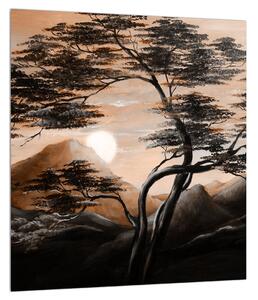 Fák, hegyek és a nap (30x30 cm)