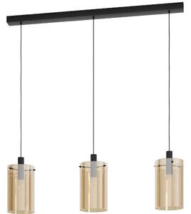Függesztett lámpa három foglalattal, fekete-borostyán színű (Polverara)