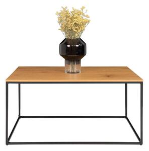 Vita dohányzóasztal fekete acél kerettel és tölgyfa dekoros asztallappal, 90 x 60 cm - House Nordic