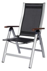 SUN GARDEN ASS COMFORT összecsukható, exkluzív fém kerti szék - fekete/ezüst