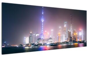Éjszakai Shanghai képe (120x50 cm)